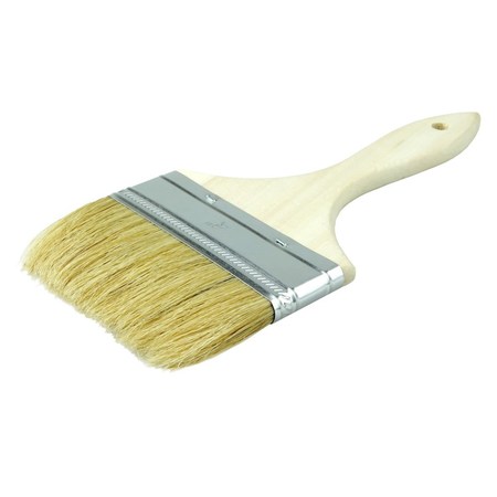 Weiler 4" Chip & Oil Brush, 3/8" Thick, 2" Trim Len, Wood Handle 40076